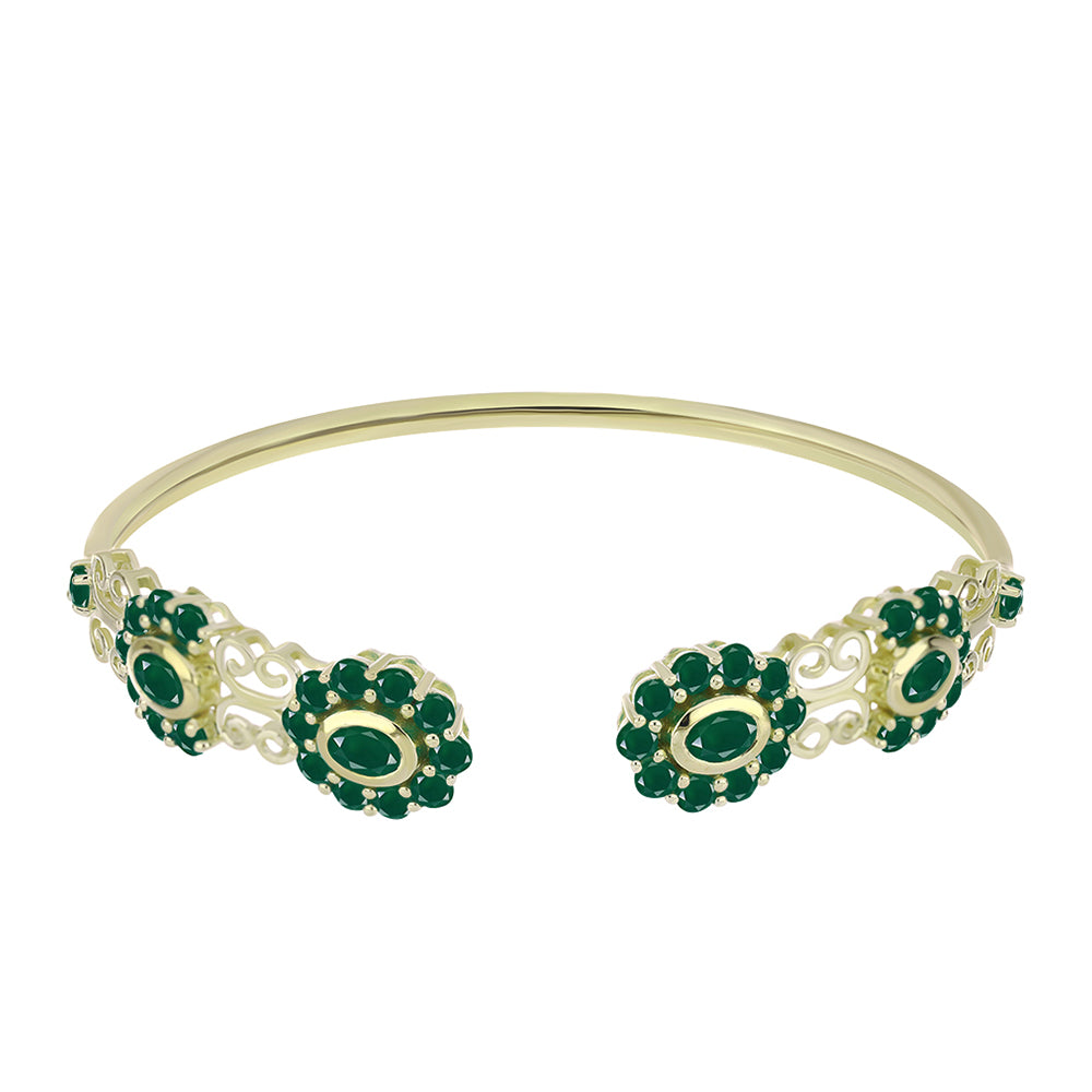 Brazalete de Plata Bañada en Oro con Ágata Verde 4 