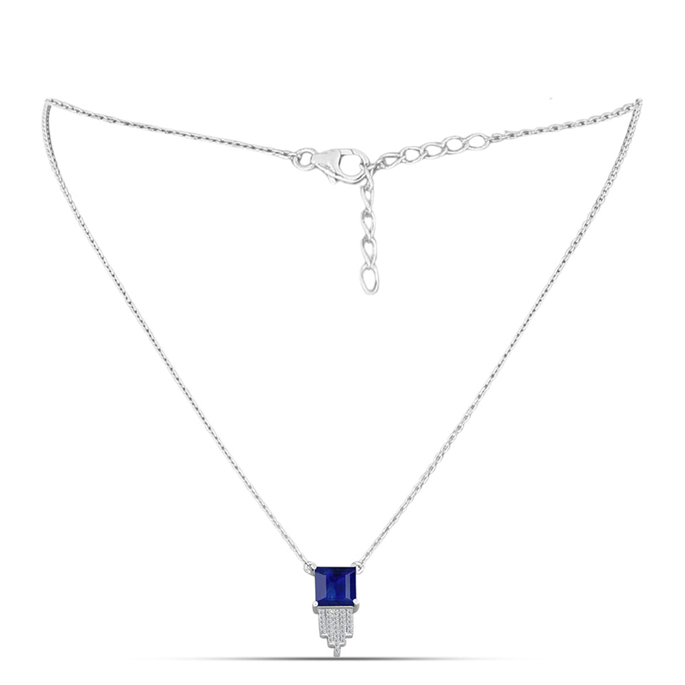 Collar de Plata con Zafiro Azul Australiano y Topacio Blanco