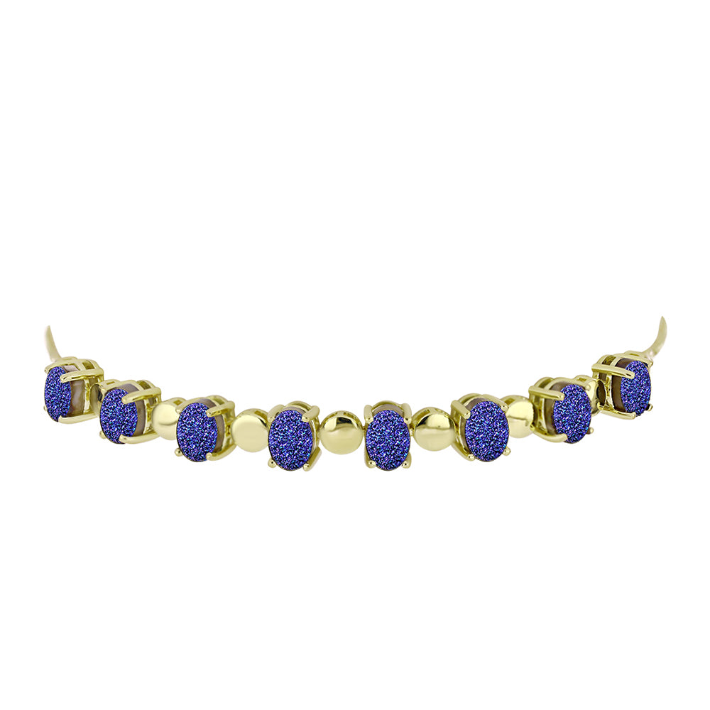 Pulsera de Plata Bañada en Oro con Drusa Purpura