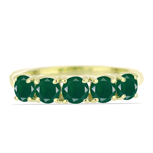 Anillo de Plata Bañada en Oro con Ágata Verde