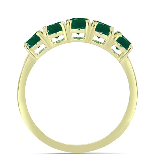 Anillo de Plata Bañada en Oro con Ágata Verde