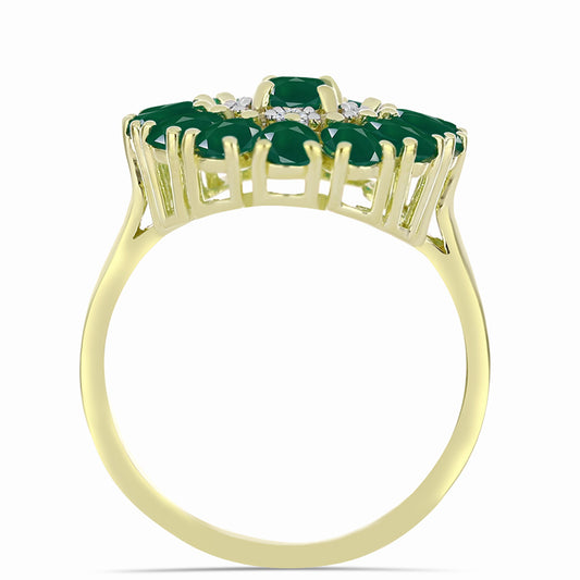 Anillo de Plata Bañada en Oro con Ágata Verde