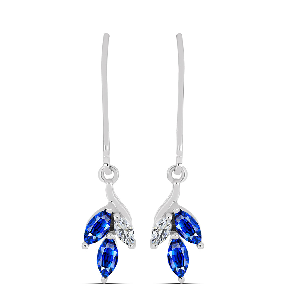 Pendientes de Plata con Zafiro Azul Australiano y Topacio Blanco 1 