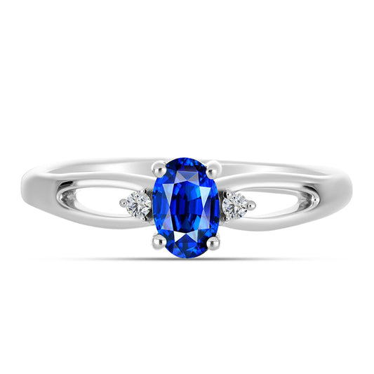 Anillo de Plata con Zafiro Azul Australiano y Topacio Blanco