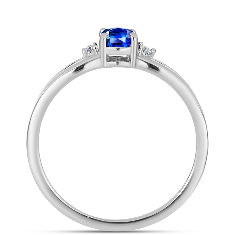 Anillo de Plata con Zafiro Azul Australiano y Topacio Blanco