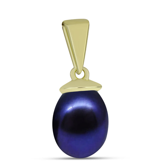 Colgante de Plata Bañada en Oro con Perla Negra de Agua dulce