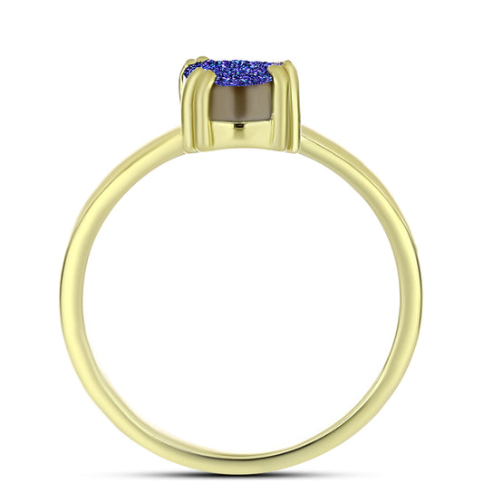 Anillo de Plata Bañada en Oro con Drusa Purpura