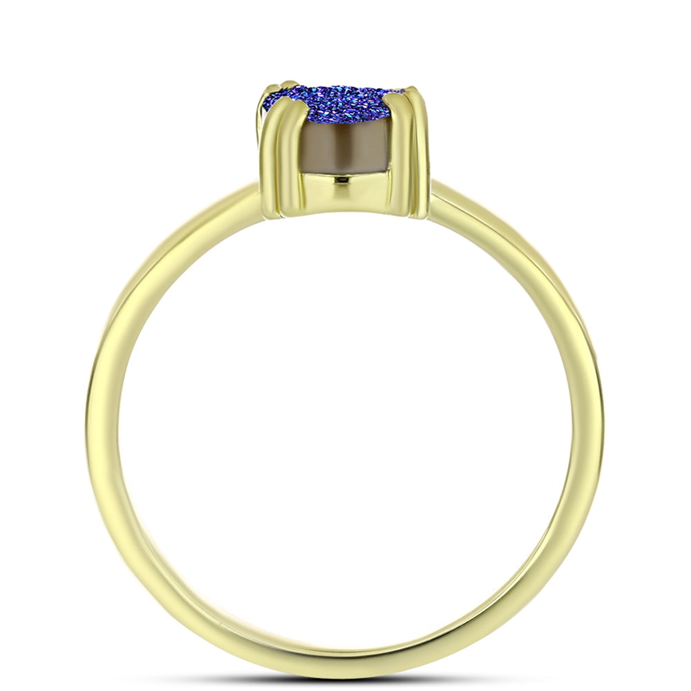 Anillo de Plata Bañada en Oro con Drusa Purpura 6 