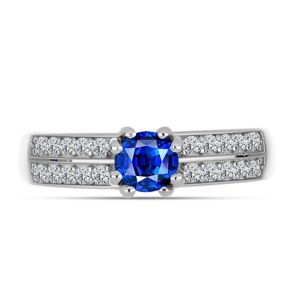 Anillo de Plata con Zafiro Azul Australiano y Topacio Blanco 5 