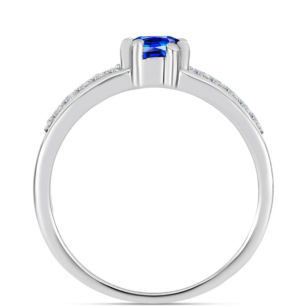 Anillo de Plata con Zafiro Azul Australiano y Topacio Blanco 2 