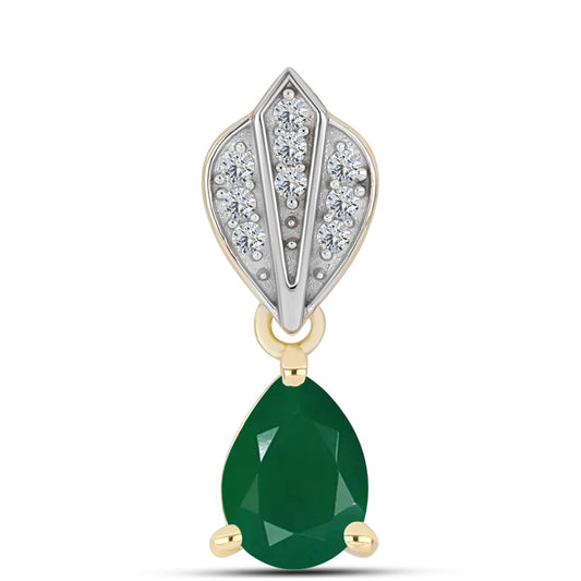 Colgante de Plata Bañada en Oro con Ágata Verde y Topacio Blanco