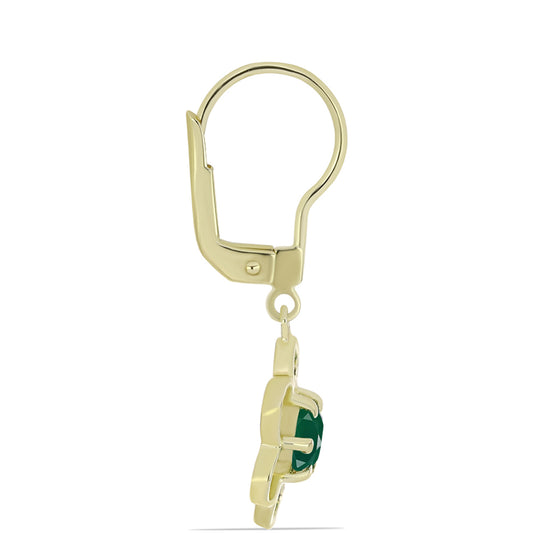 Pendientes de Plata Bañada en Oro con Ágata Verde
