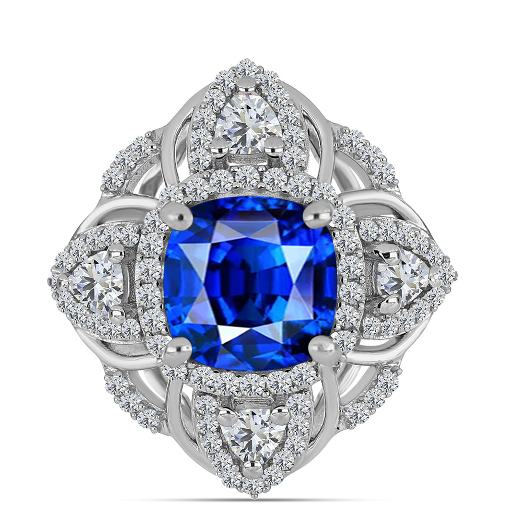 Anillo de Plata con Zafiro Azul Australiano y Topacio Blanco 5 