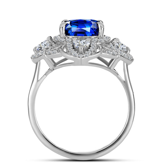 Anillo de Plata con Zafiro Azul Australiano y Topacio Blanco