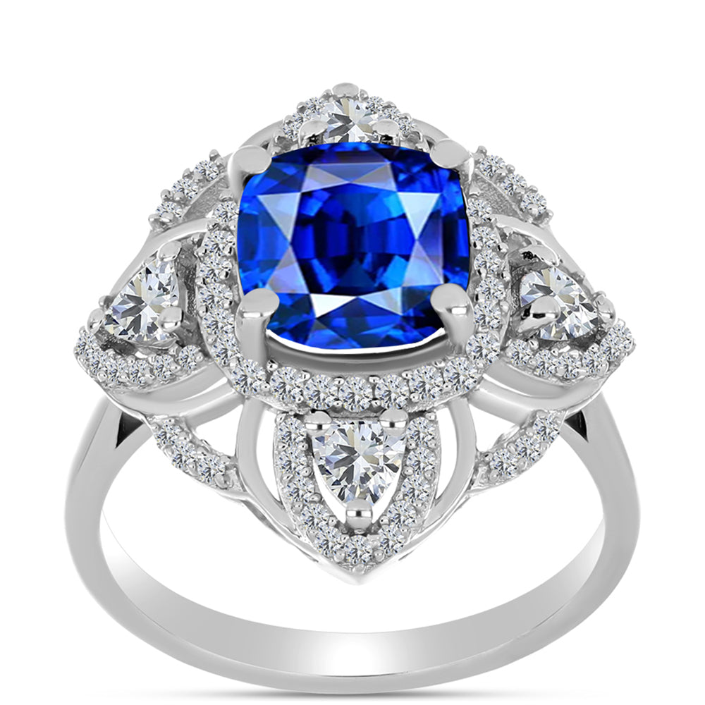Anillo de Plata con Zafiro Azul Australiano y Topacio Blanco