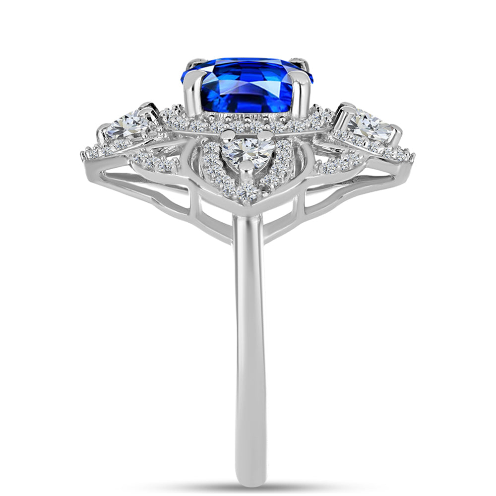 Anillo de Plata con Zafiro Azul Australiano y Topacio Blanco