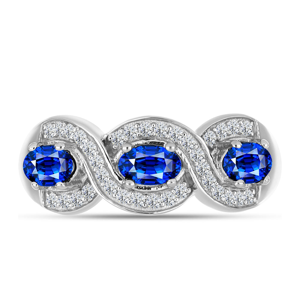 Anillo de Plata con Zafiro Azul Australiano y Topacio Blanco 1 