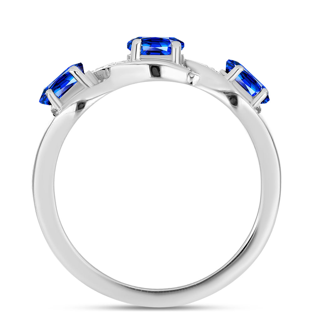 Anillo de Plata con Zafiro Azul Australiano y Topacio Blanco 2 