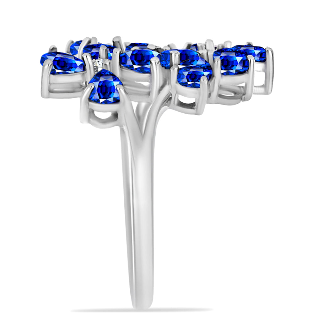 Anillo de Plata con Zafiro Azul Australiano y Topacio Blanco 8 
