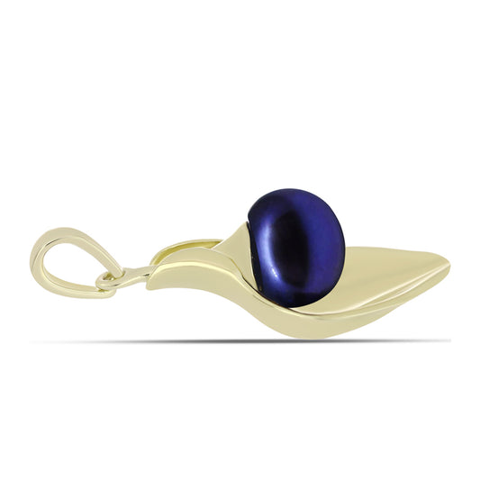 Colgante de Plata Bañada en Oro con Perla Negra de Agua dulce