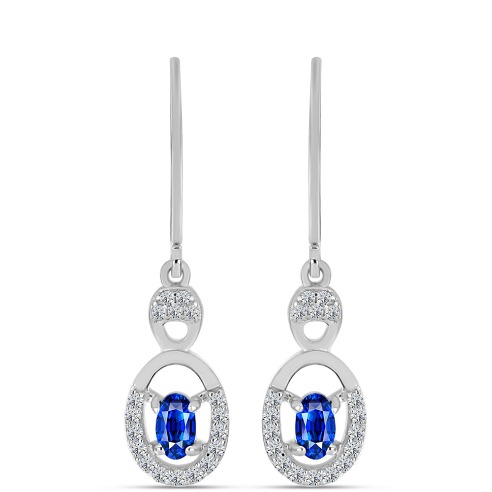 Pendientes de Plata con Zafiro Azul Australiano y Topacio Blanco 1 