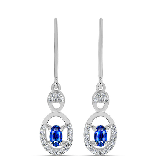Pendientes de Plata con Zafiro Azul Australiano y Topacio Blanco