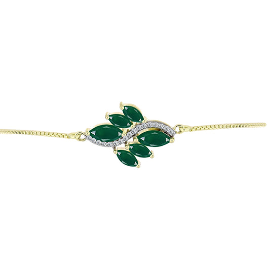 Pulsera de Plata Bañada en Oro con Ágata Verde