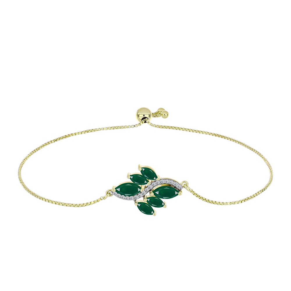 Pulsera de Plata Bañada en Oro con Ágata Verde 4 