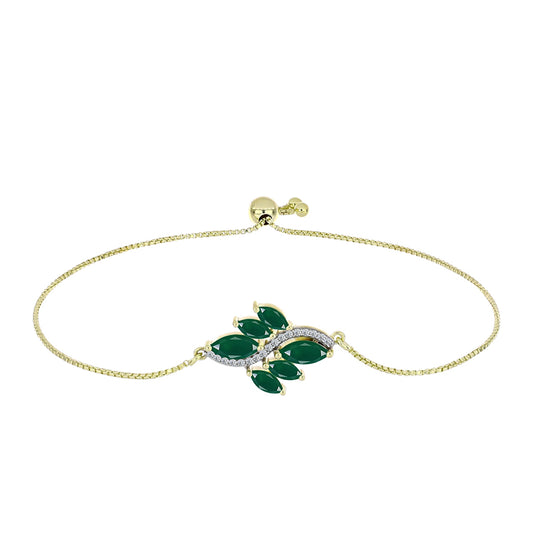 Pulsera de Plata Bañada en Oro con Ágata Verde