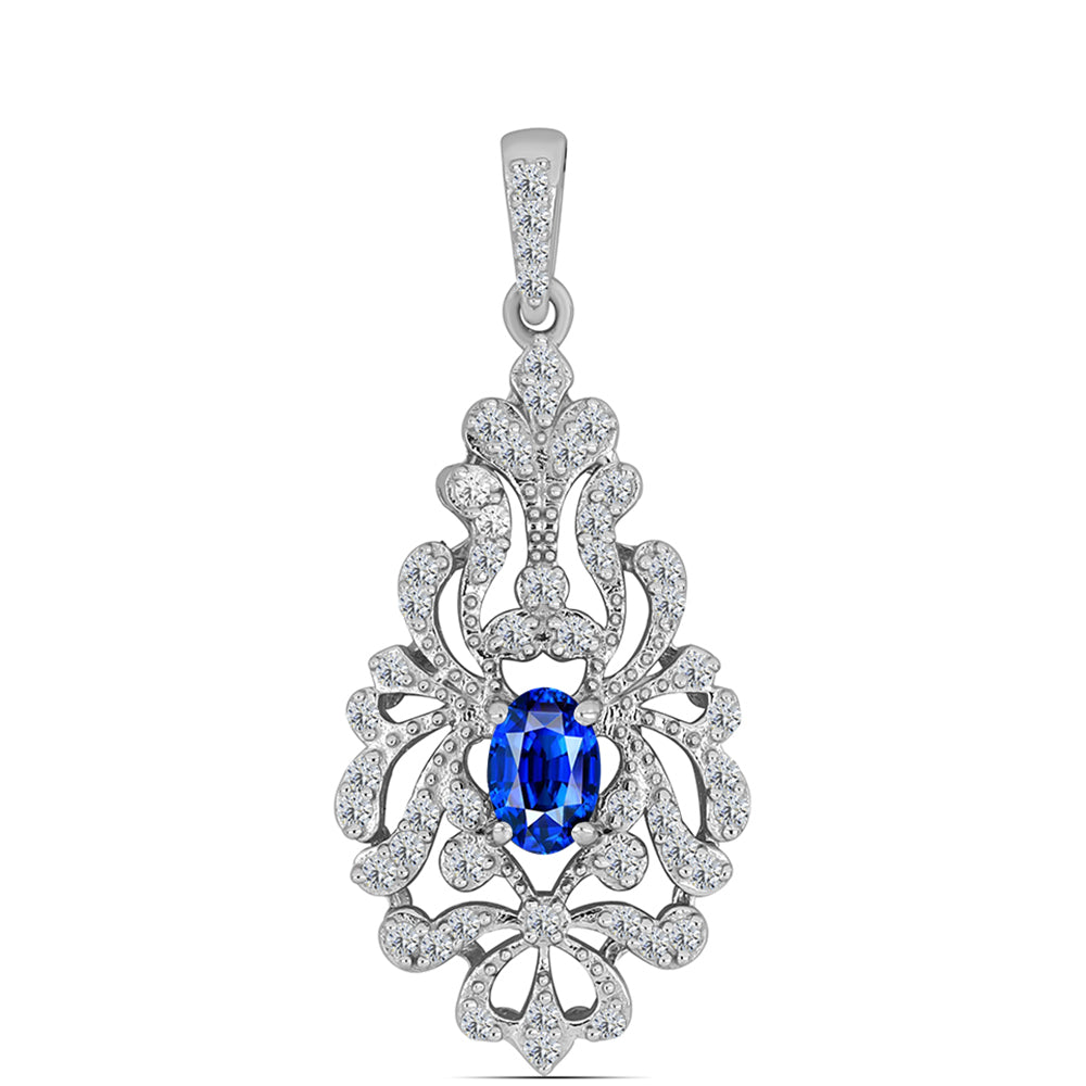 Colgante de Plata con Zafiro Azul Australiano y Topacio Blanco 1 