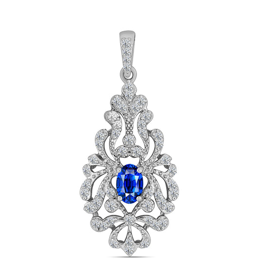 Colgante de Plata con Zafiro Azul Australiano y Topacio Blanco