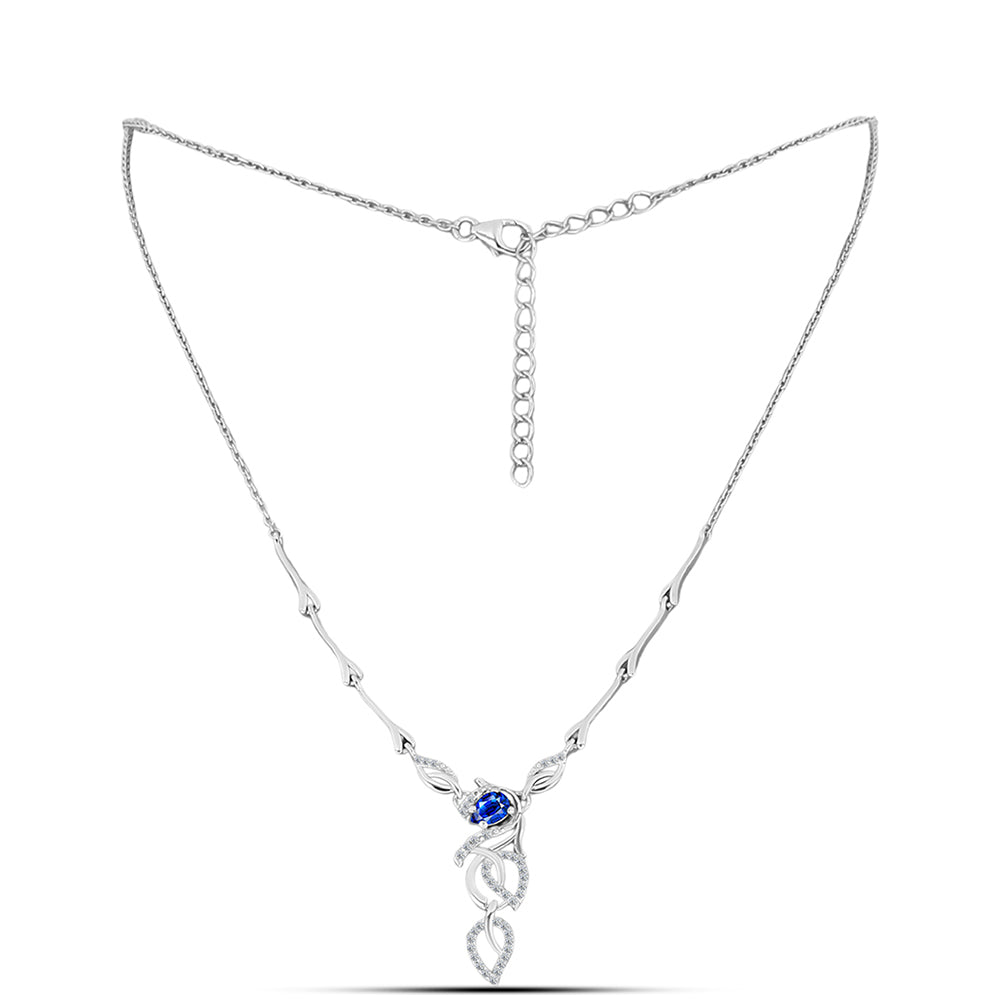 Collar de Plata con Zafiro Azul Australiano y Topacio Blanco 3 
