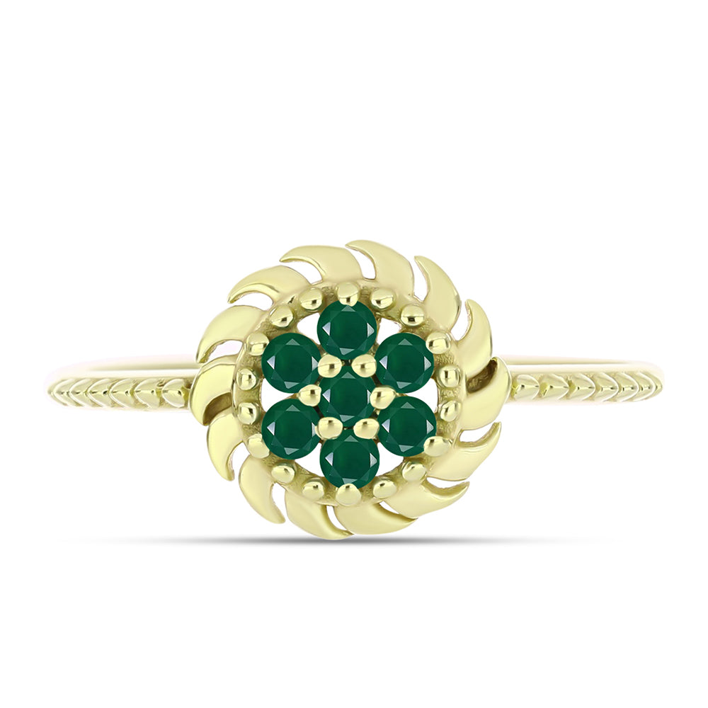 Anillo de Plata Bañada en Oro con Ágata Verde 1 