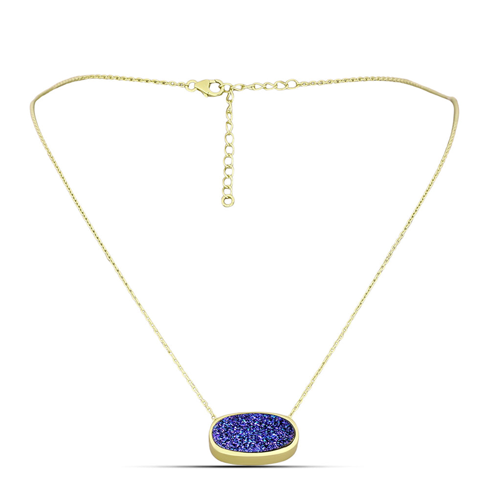 Collar de Plata Bañada en Oro con Drusa Purpura
