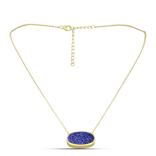Collar de Plata Bañada en Oro con Drusa Purpura