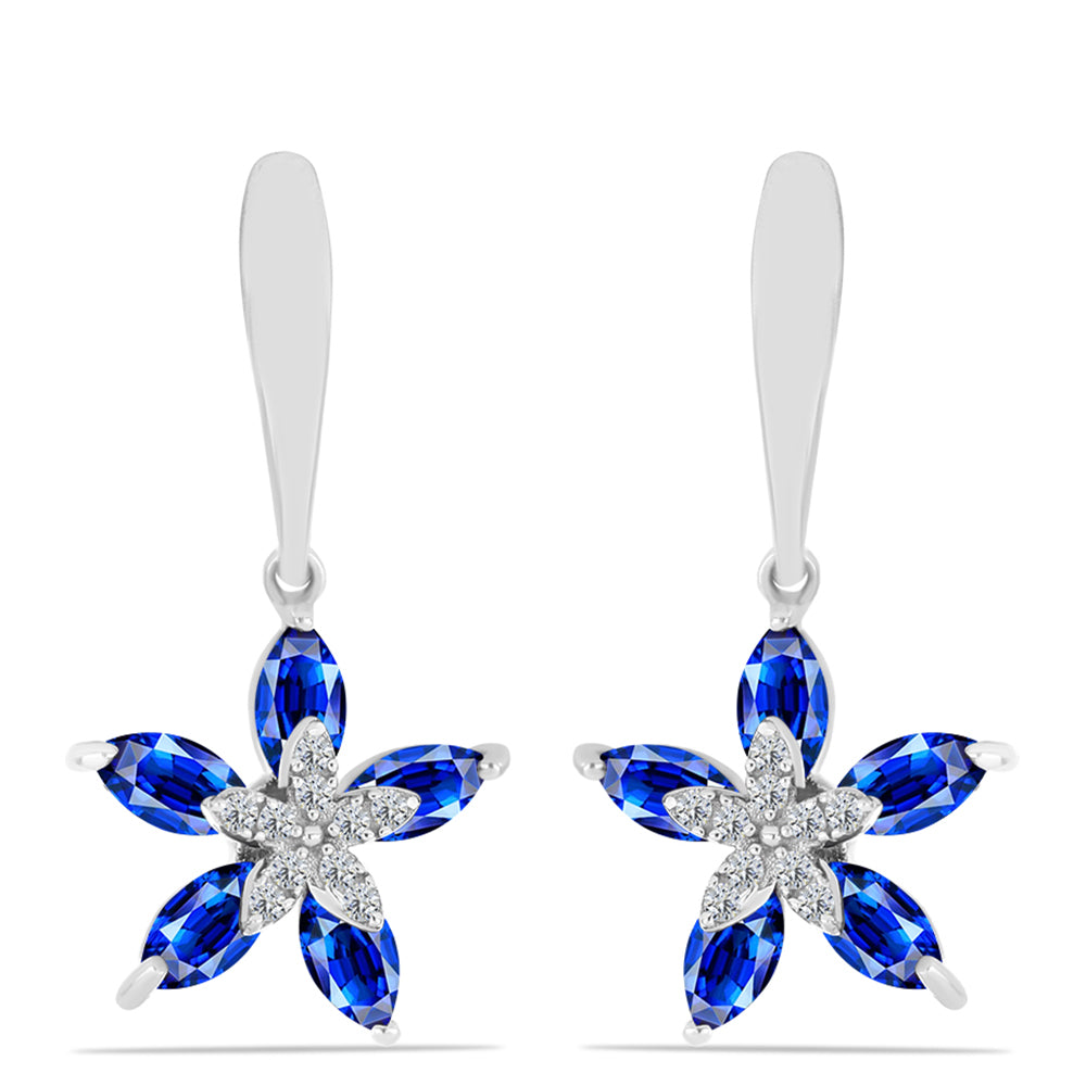 Pendientes de Plata con Zafiro Azul Australiano y Topacio Blanco 1 