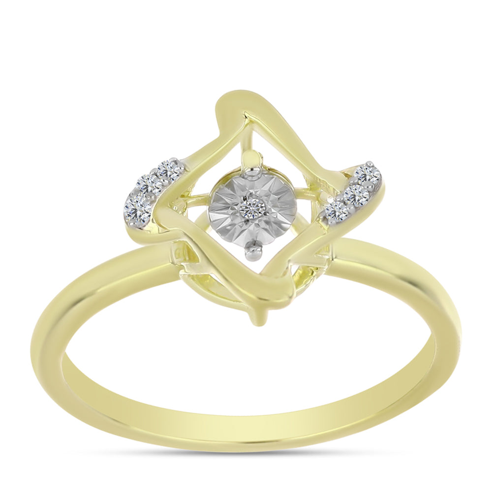Anillo de Plata Bañada en Oro con Diamante blanco y Topacio Blanco 3 
