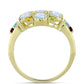 Anillo de Plata Bañada en Oro con Piedra Lunar Arco Iris y Amatista de Marruecos