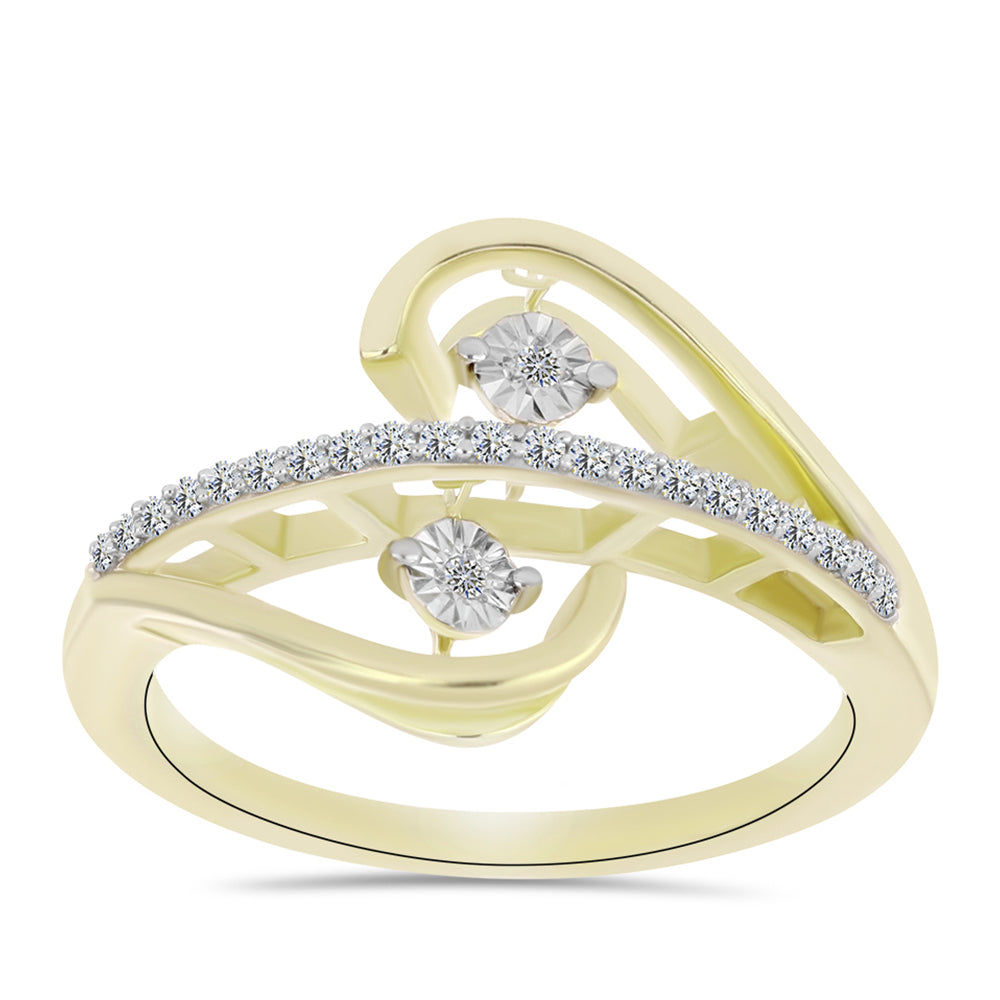 Anillo de Plata Bañada en Oro con Diamante blanco y Topacio Blanco 7 