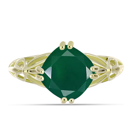 Anillo de Plata Bañada en Oro con Ágata Verde
