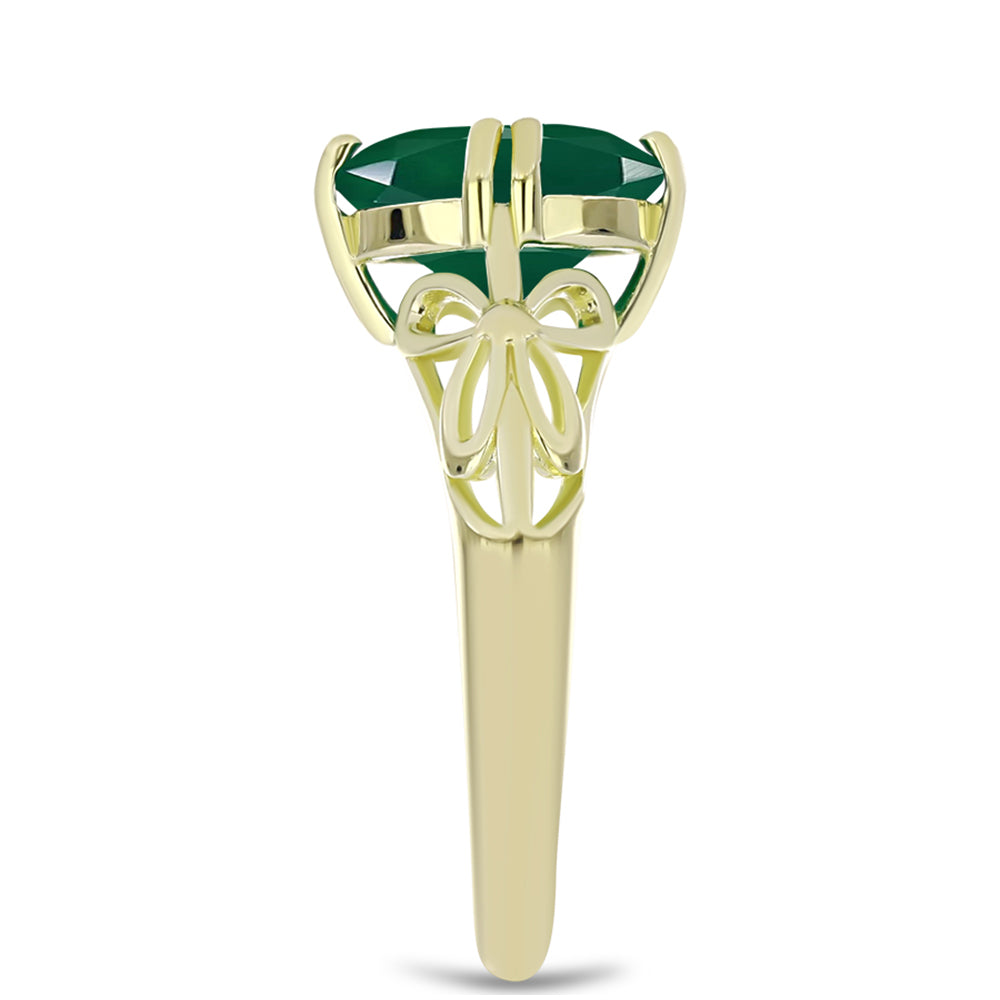 Anillo de Plata Bañada en Oro con Ágata Verde 4 