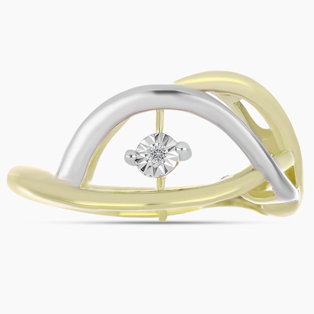 Anillo de Plata Bañada en Oro con Diamante blanco 1 