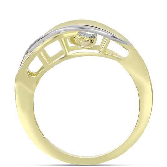 Anillo de Plata Bañada en Oro con Diamante blanco