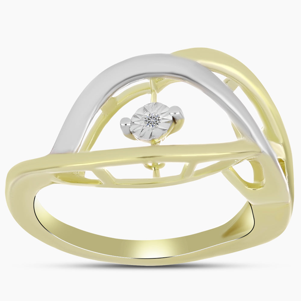 Anillo de Plata Bañada en Oro con Diamante blanco 3 