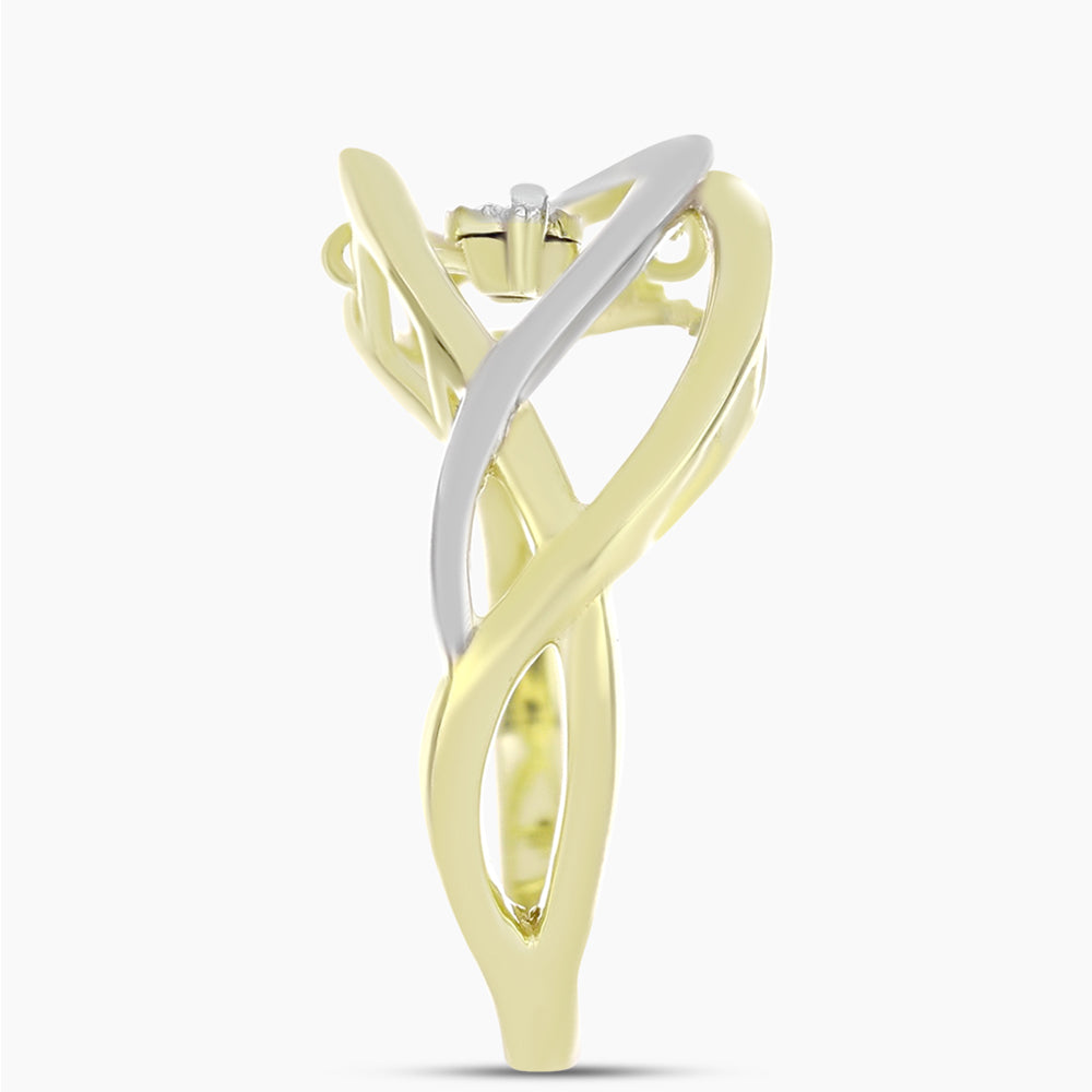 Anillo de Plata Bañada en Oro con Diamante blanco 4 