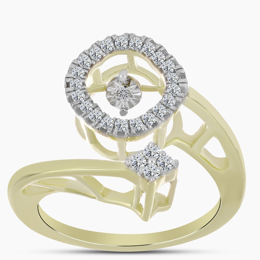 Anillo de Plata Bañada en Oro con Diamante blanco y Topacio Blanco 3 