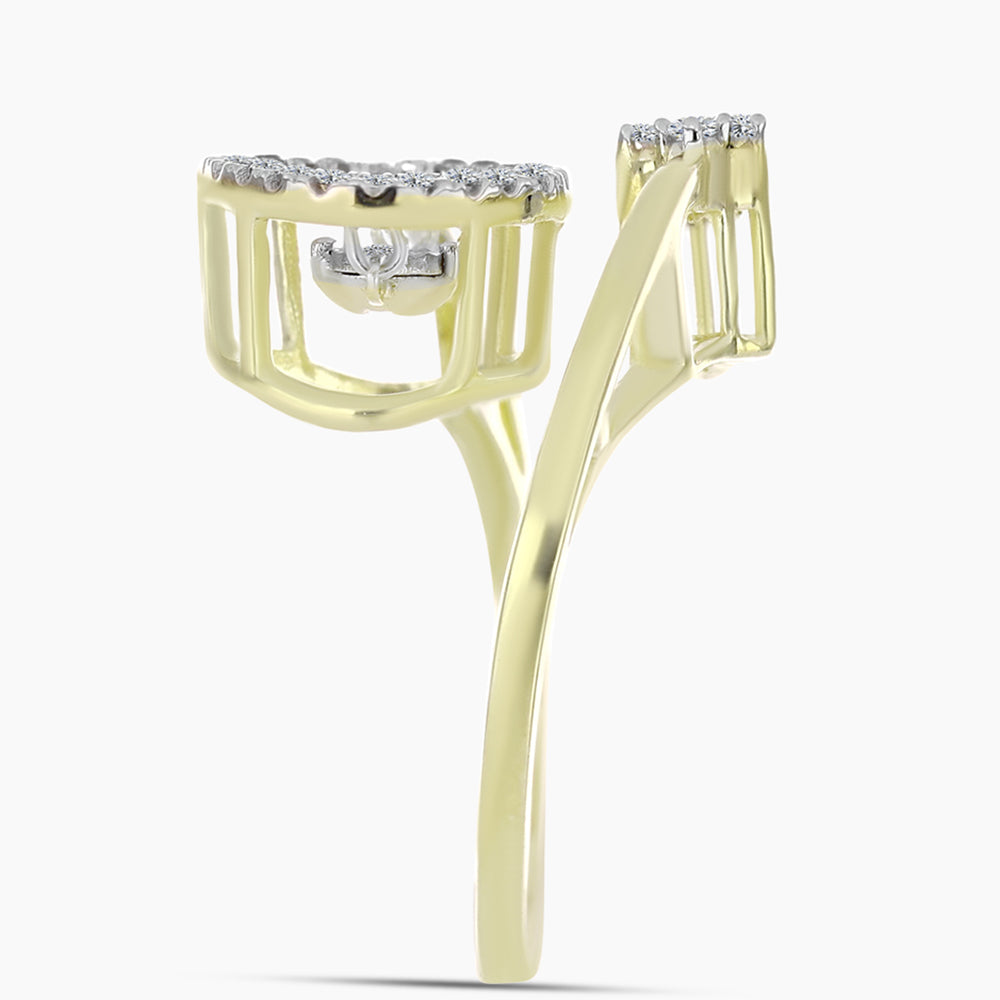 Anillo de Plata Bañada en Oro con Diamante blanco y Topacio Blanco 4 