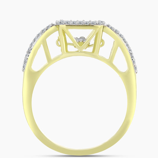 Anillo de Plata Bañada en Oro con Diamante blanco y Topacio Blanco