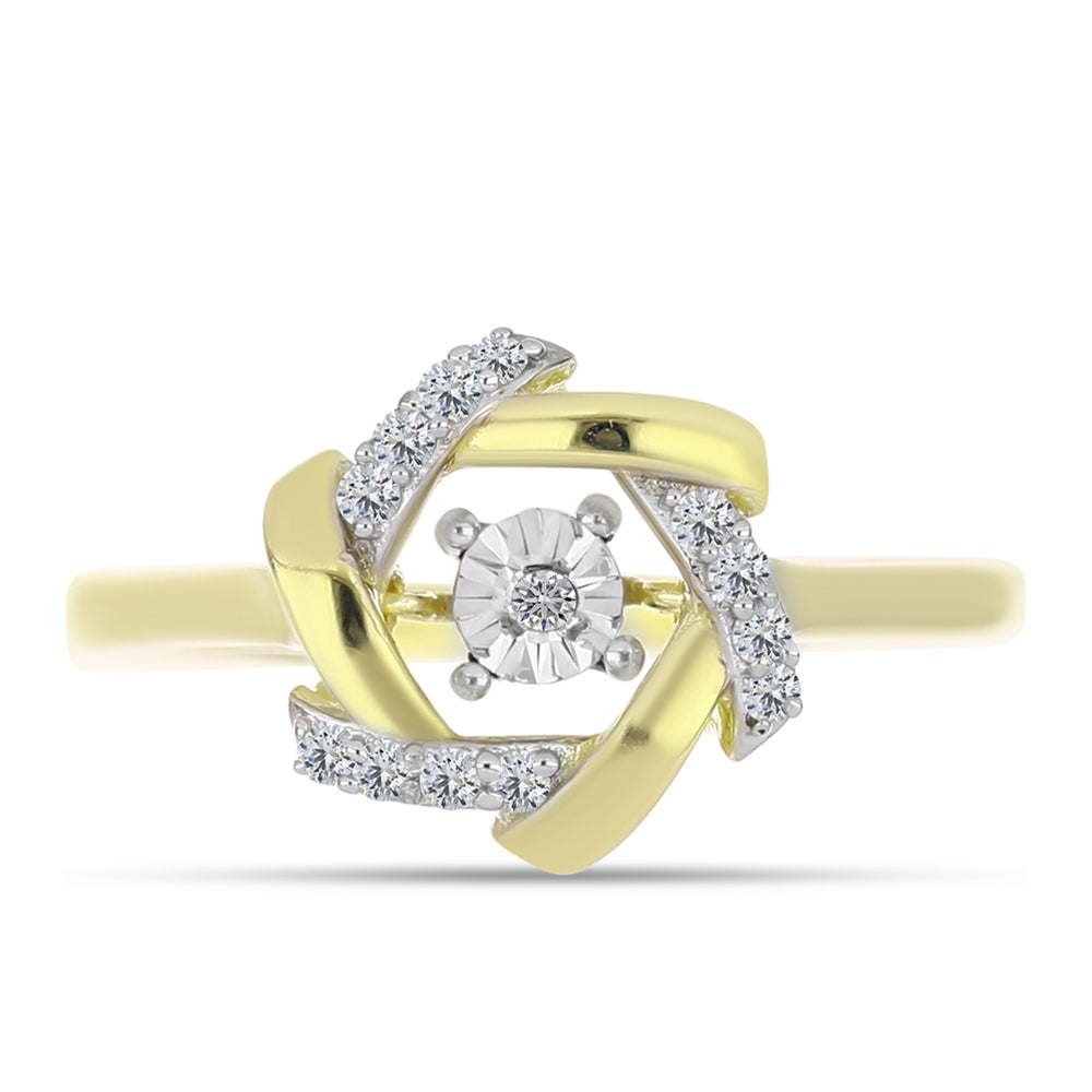 Anillo de Plata Bañada en Oro con Diamante blanco y Topacio Blanco 5 