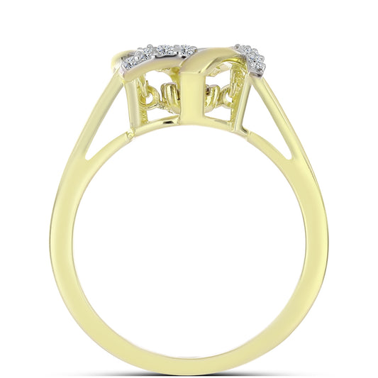 Anillo de Plata Bañada en Oro con Diamante blanco y Topacio Blanco